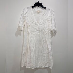 White Eyelet Ruffle Sleeve Dress | Embroidered | Size M | Brand: Jennifer& Grace